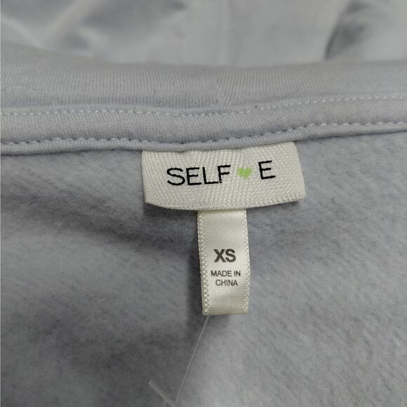 SELF E Womens Jacket Size XS Gray Y2K Cropped Hoodie Full Zip Quilted Heart NWT - Picture 7 of 10